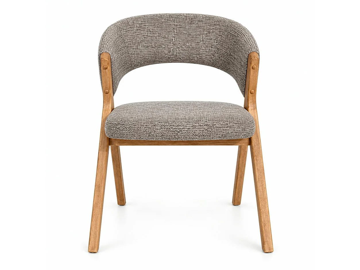 Chaise taupe bois et tissu, forme ronde (lot de 2) AGADE
