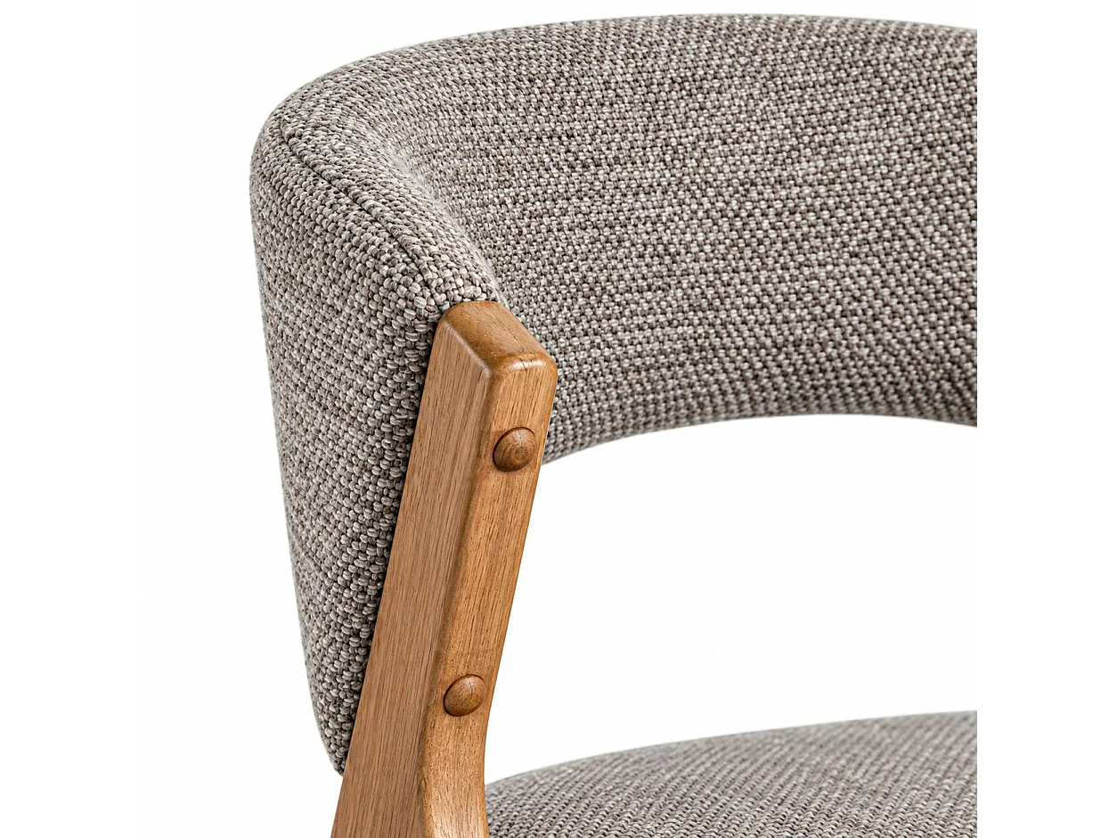 Chaise taupe bois et tissu, forme ronde (lot de 2) AGADE