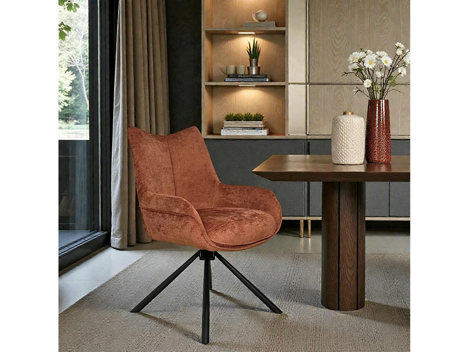 Chaise pivotante terracotta à accoudoirs (lot de 2) IENA