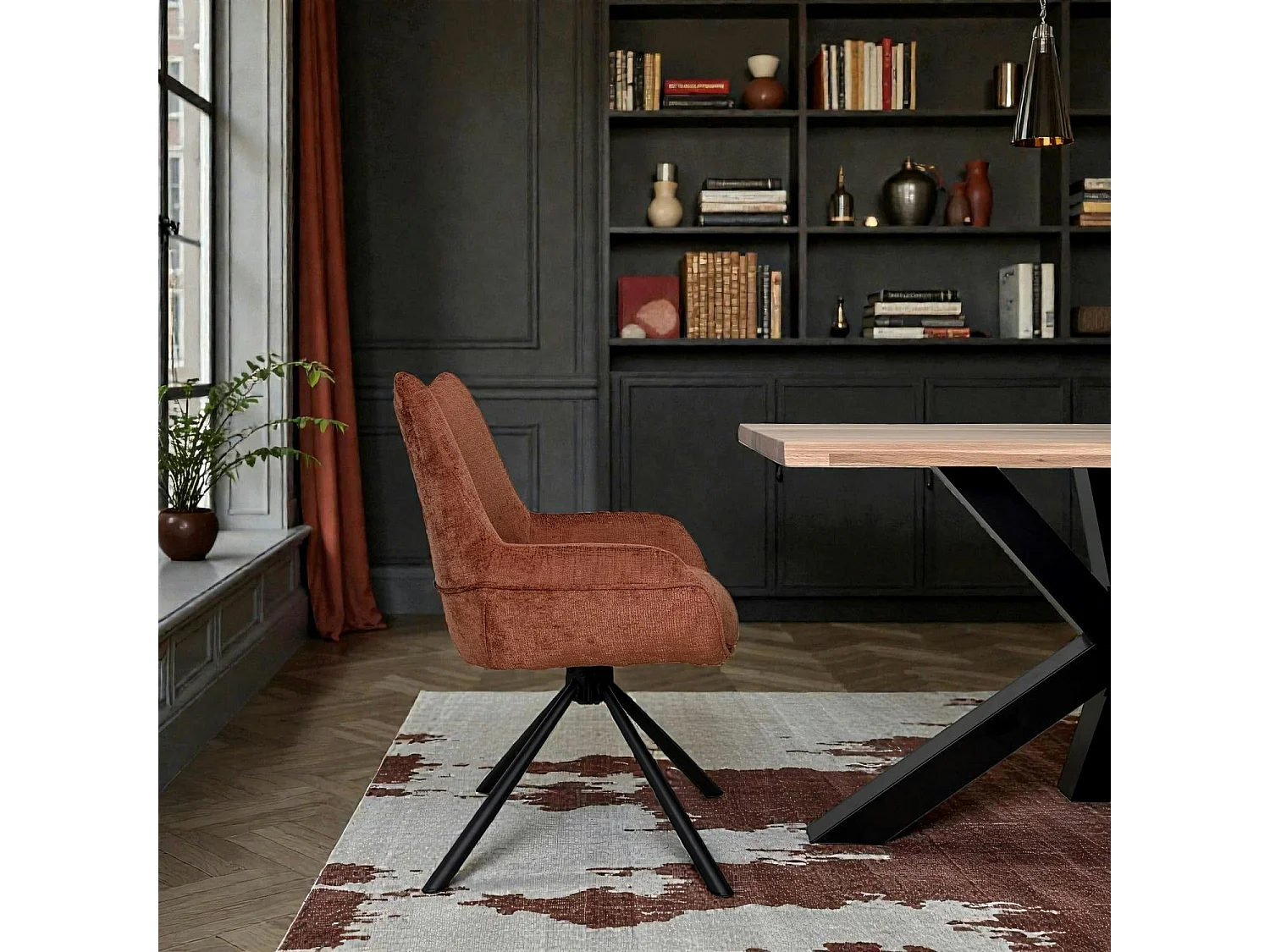 Chaise pivotante terracotta à accoudoirs (lot de 2) IENA