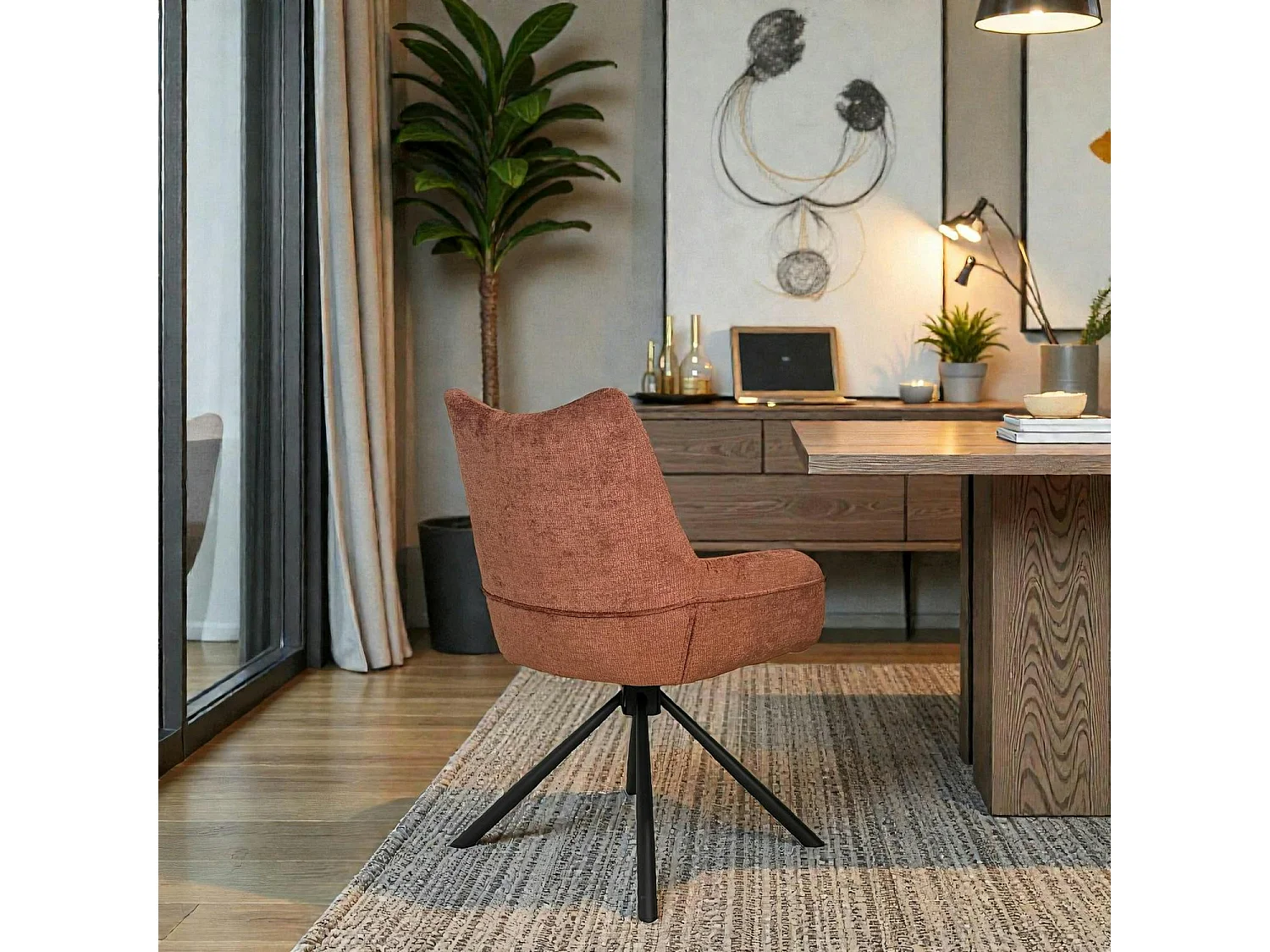 Chaise pivotante terracotta à accoudoirs (lot de 2) IENA