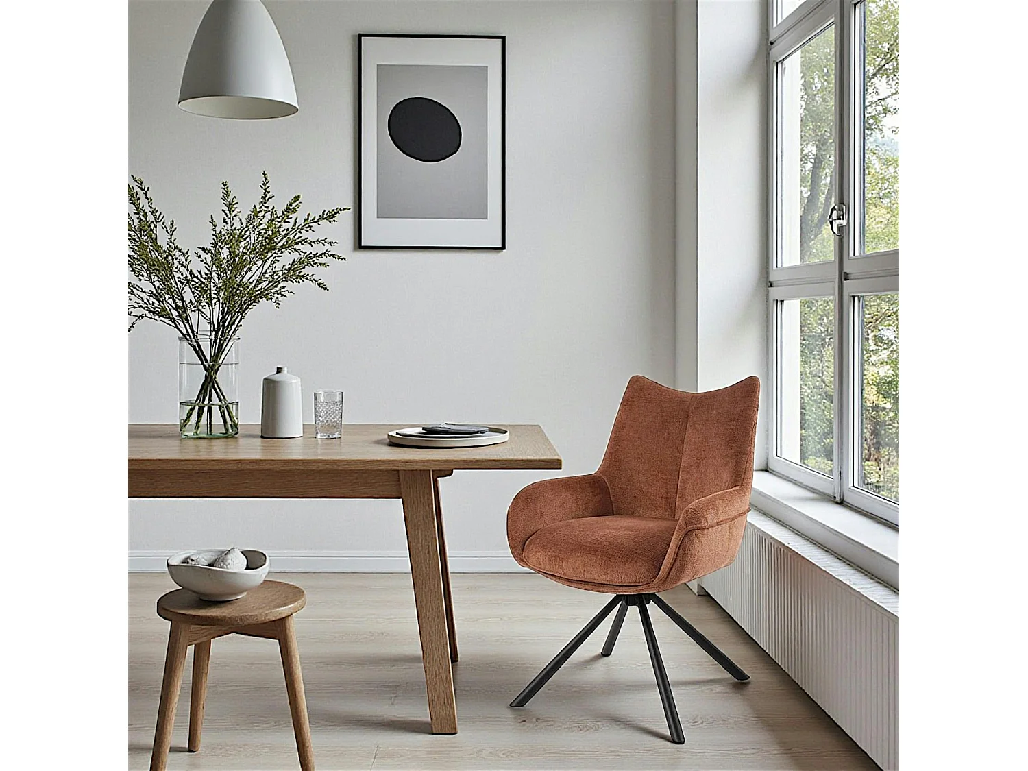 Chaise pivotante terracotta à accoudoirs (lot de 2) IENA