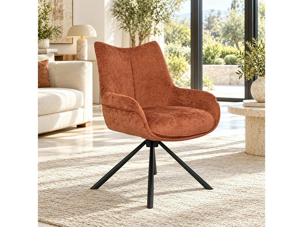 Chaise pivotante terracotta à accoudoirs (lot de 2) IENA