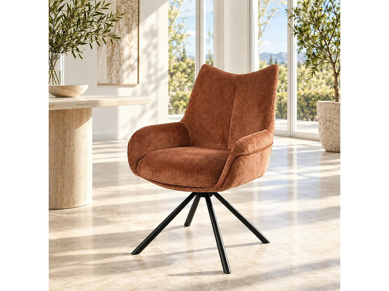 Chaise pivotante terracotta à accoudoirs (lot de 2) IENA