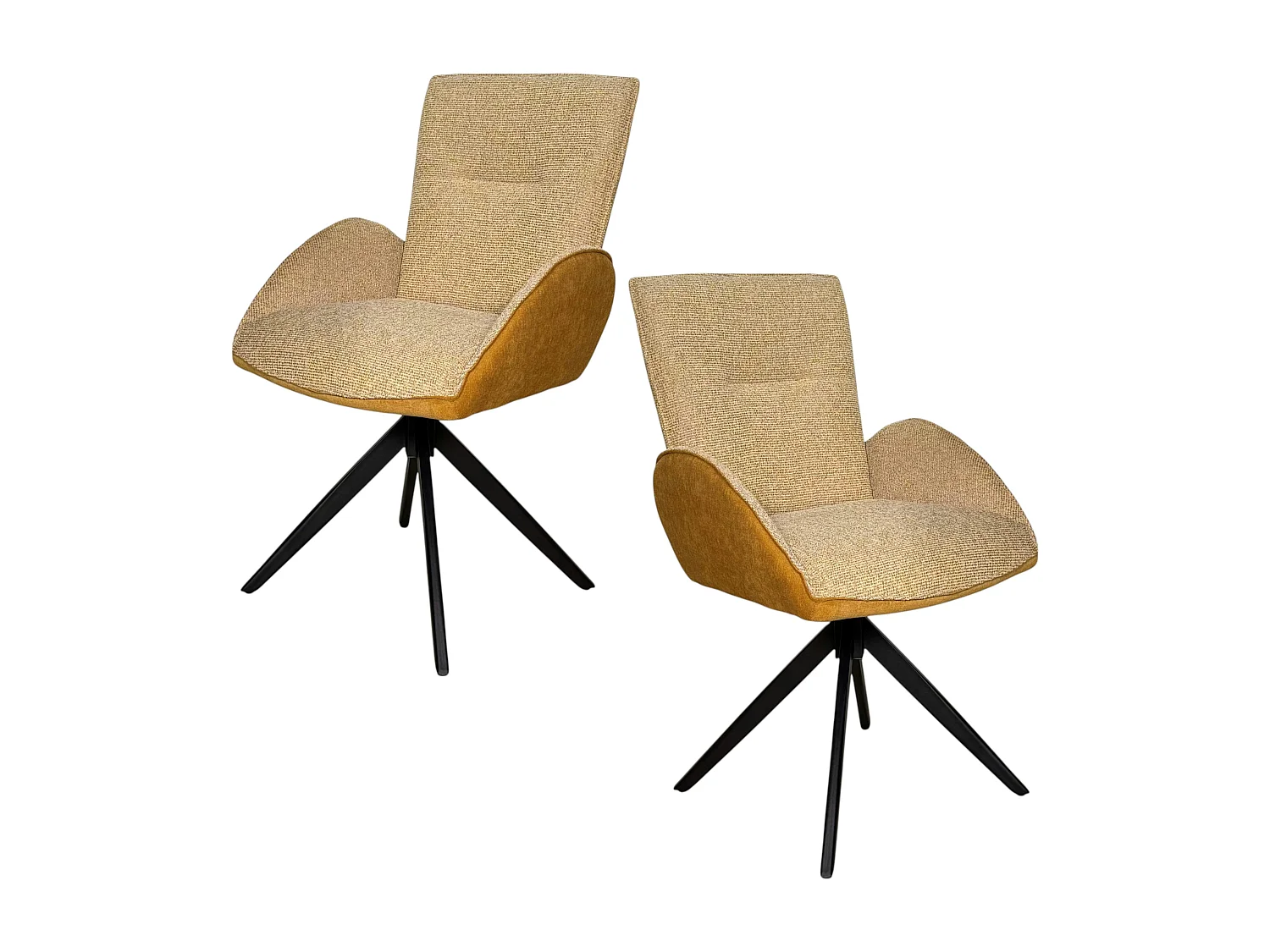 Fauteuil de table pivotant moutarde, bi-matière (lot de 2) AGADE