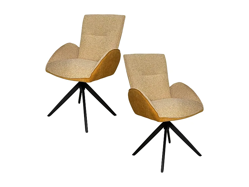 Fauteuil de table pivotant moutarde, bi-matière (lot de 2) AGADE