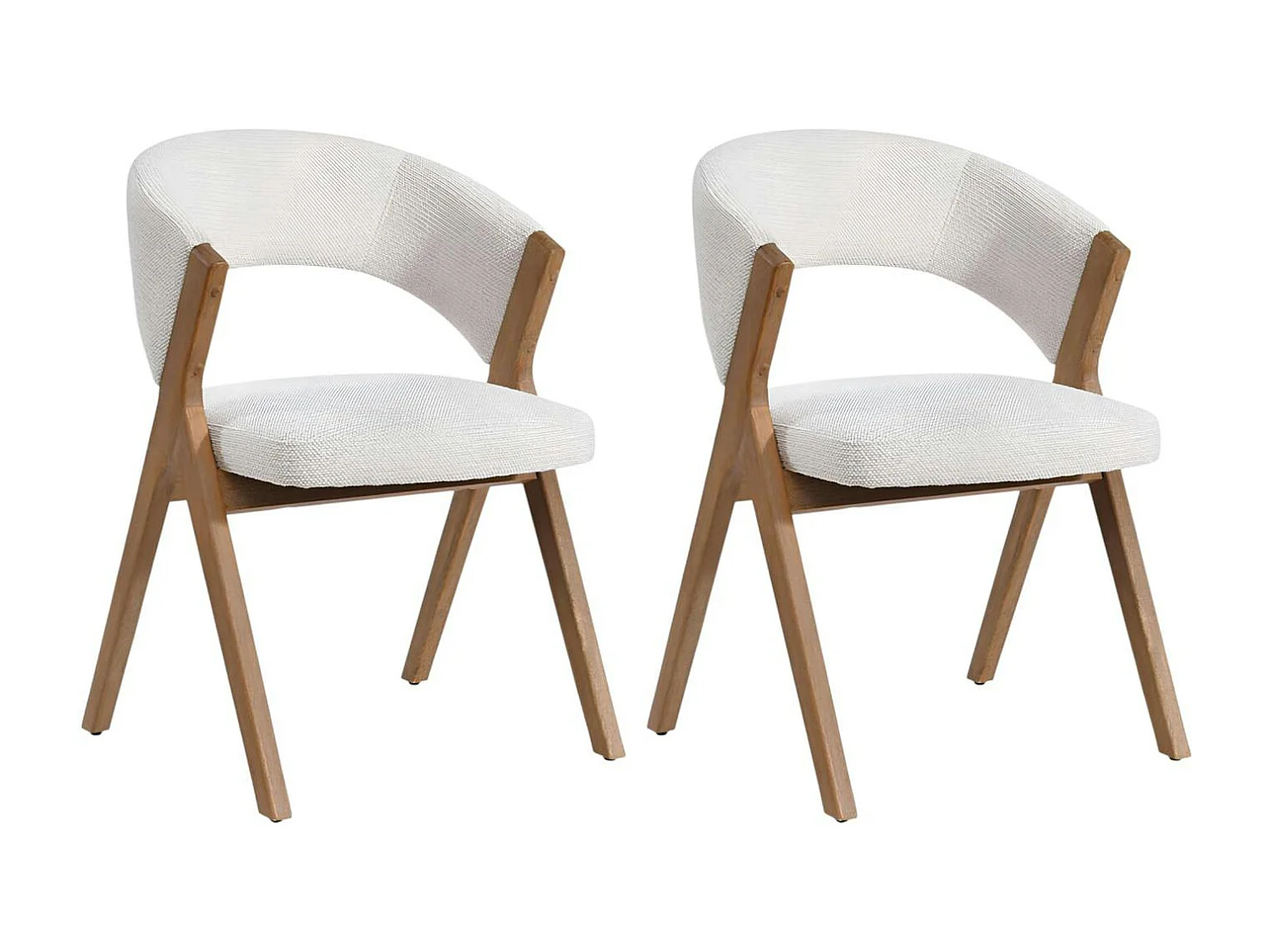 Chaise écrue bois et tissu, forme ronde (lot de 2) AGADE