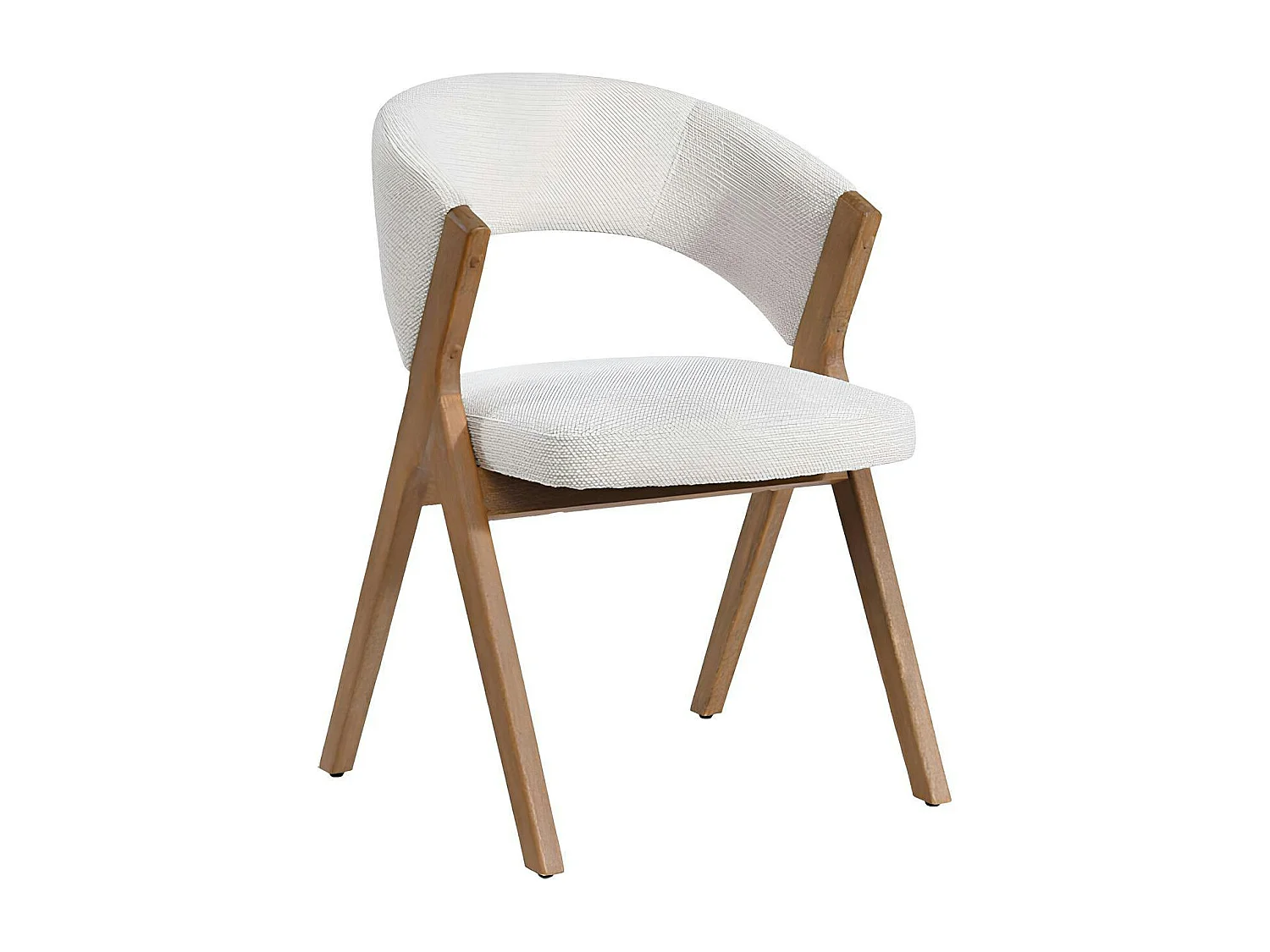 Chaise écrue bois et tissu, forme ronde (lot de 2) AGADE