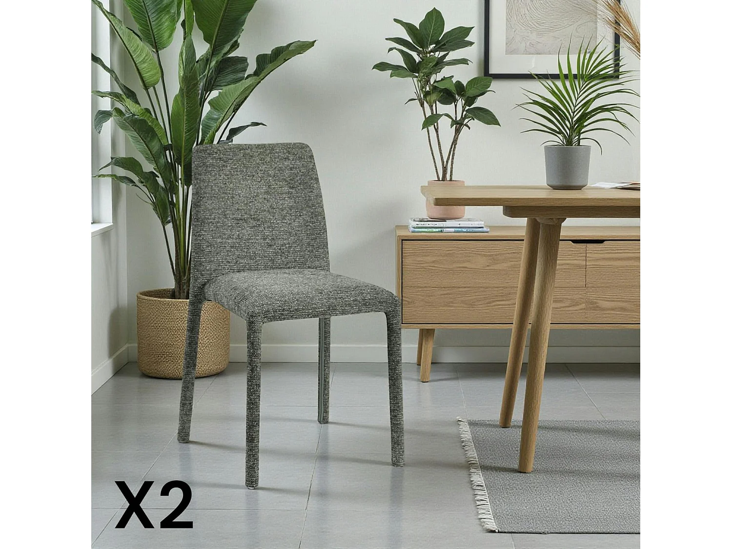 Chaise empilable verte en tissu (lot de 2) ESSEN