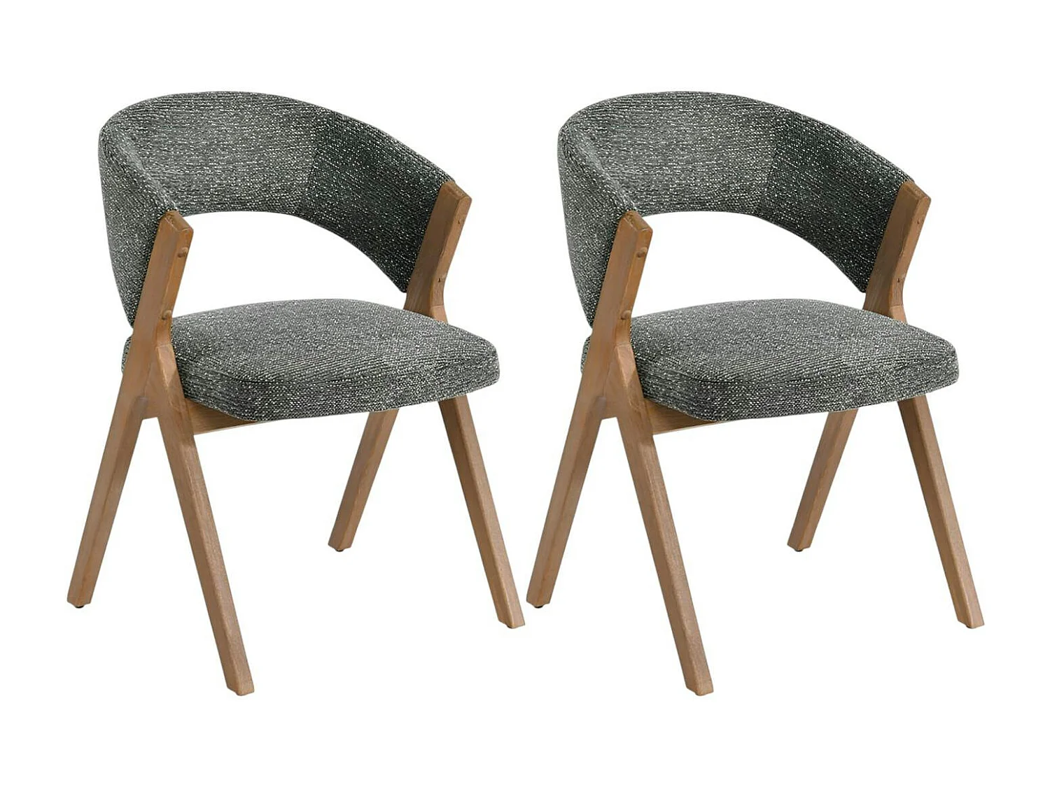 Chaise verte bois et tissu, forme ronde (lot de 2) AGADE