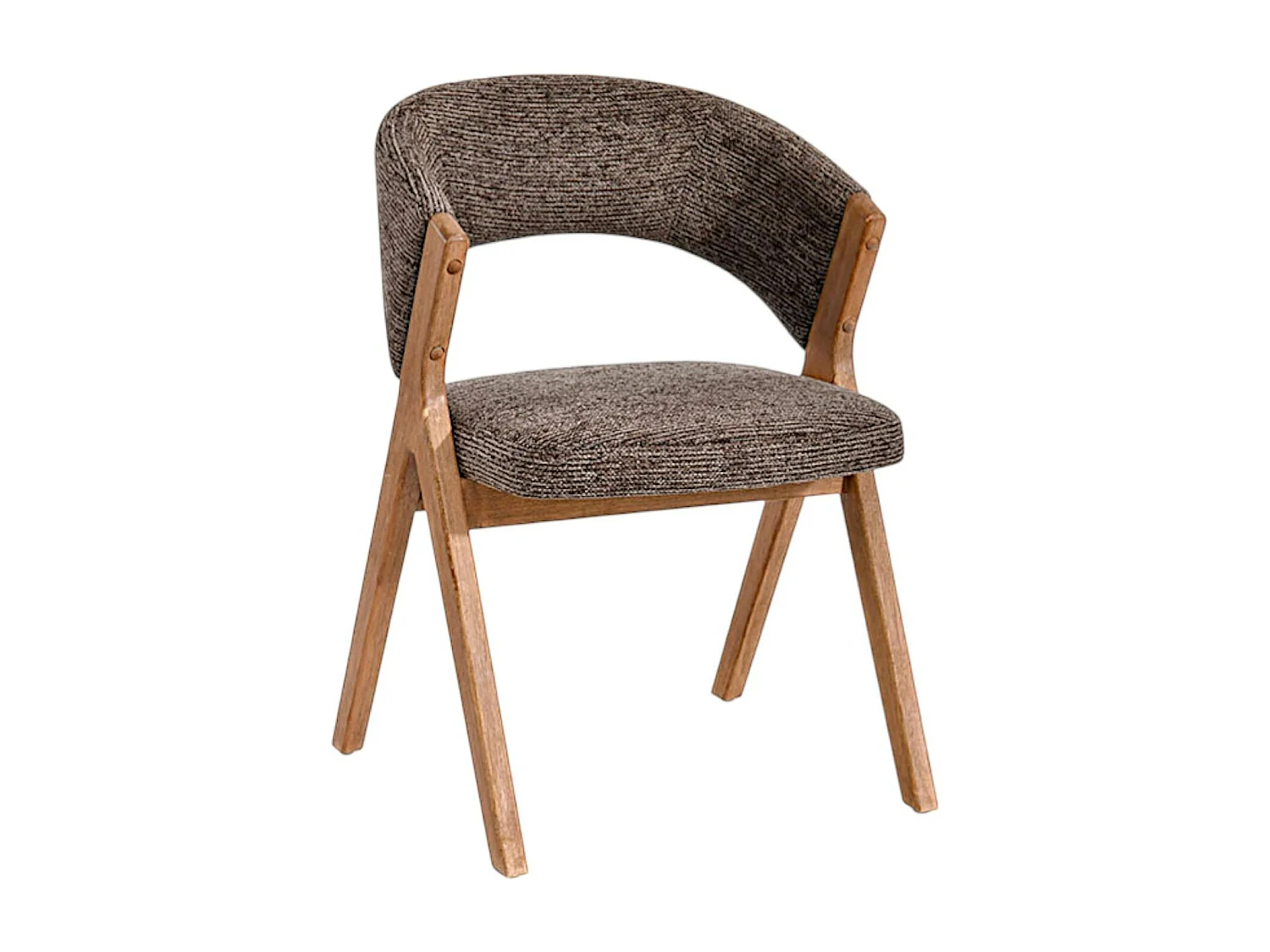 Chaise marron bois et tissu, forme ronde (lot de 2) AGADE