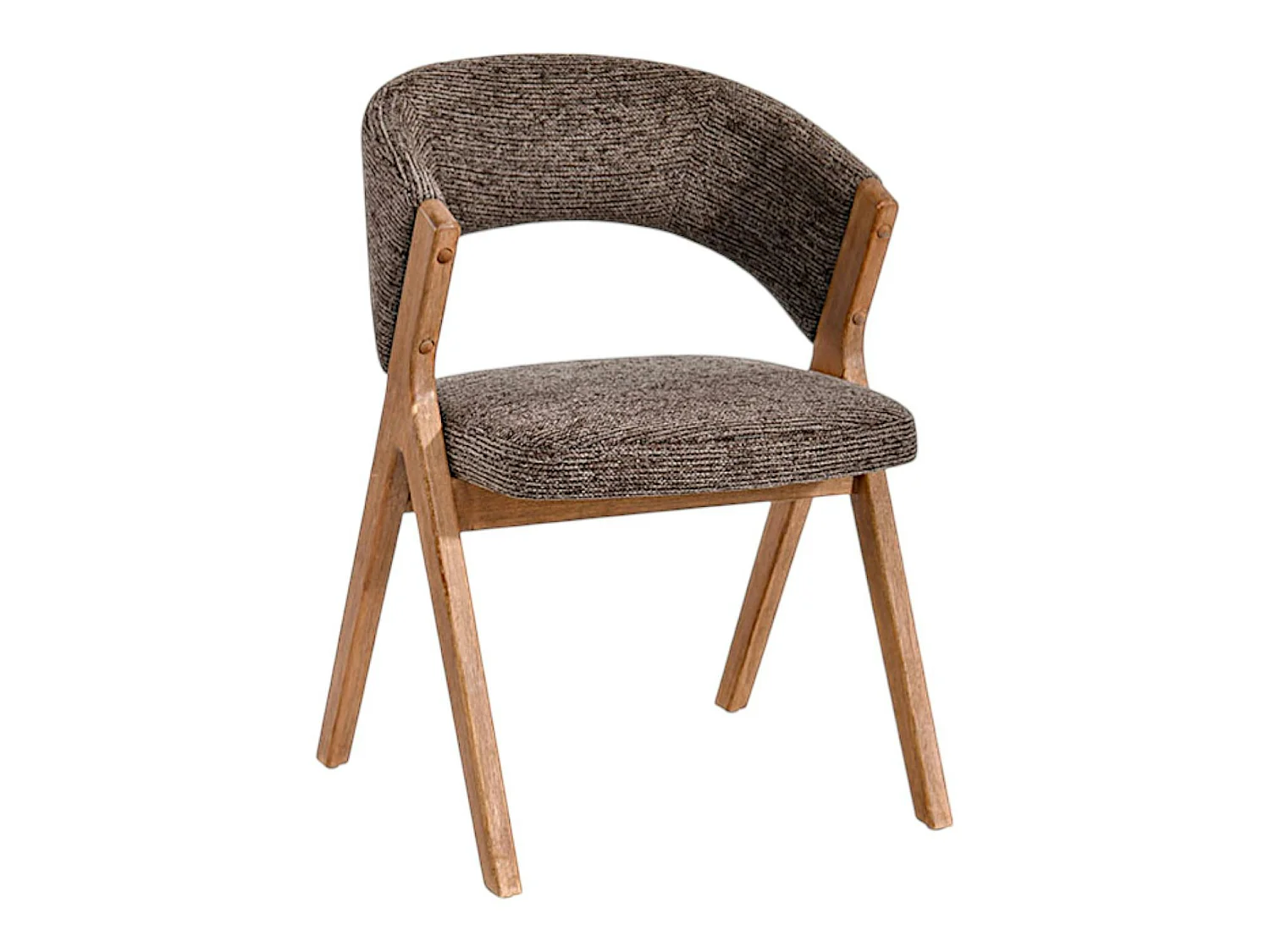 Chaise marron bois et tissu, forme ronde (lot de 2) AGADE