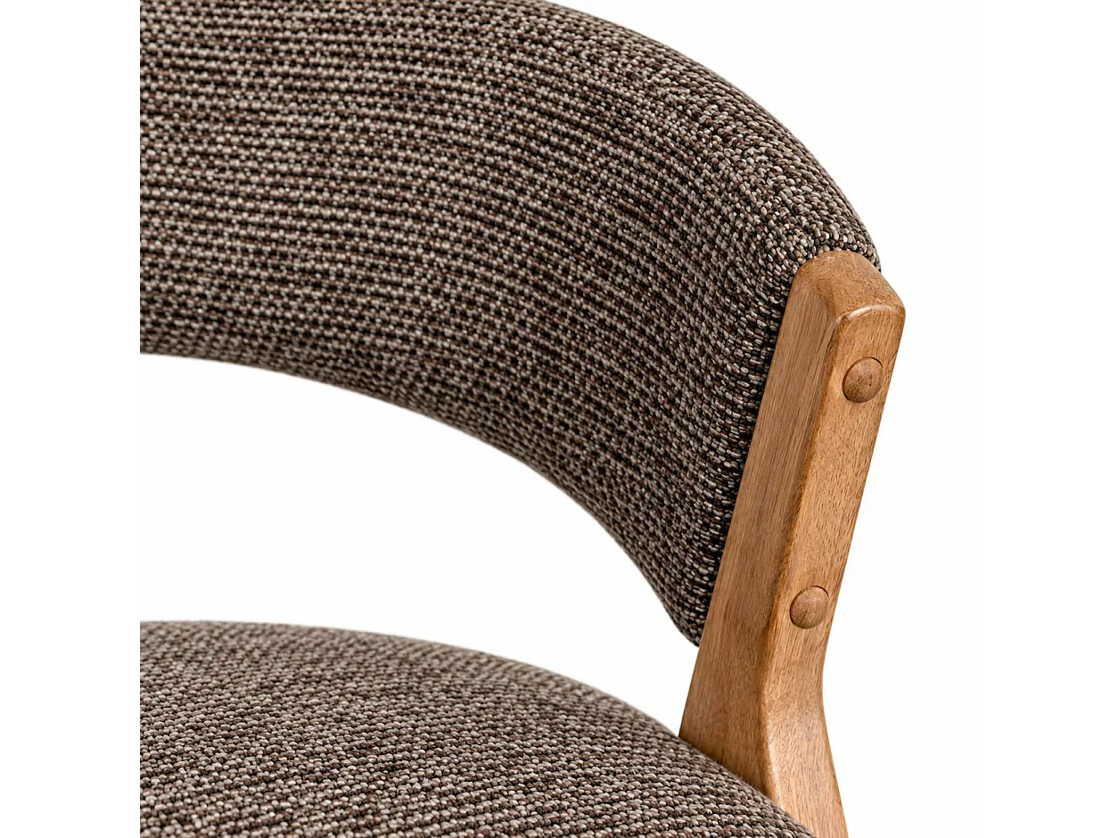 Chaise marron bois et tissu, forme ronde (lot de 2) AGADE
