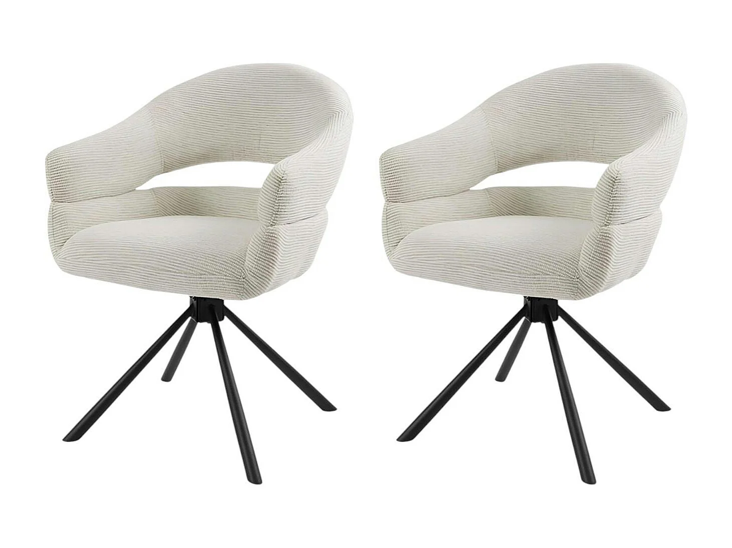 Fauteuil de table pivotant crème à dos ouvert (lot de 2) IENA