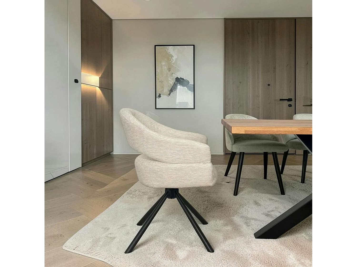 Fauteuil de table pivotant crème à dos ouvert (lot de 2) IENA