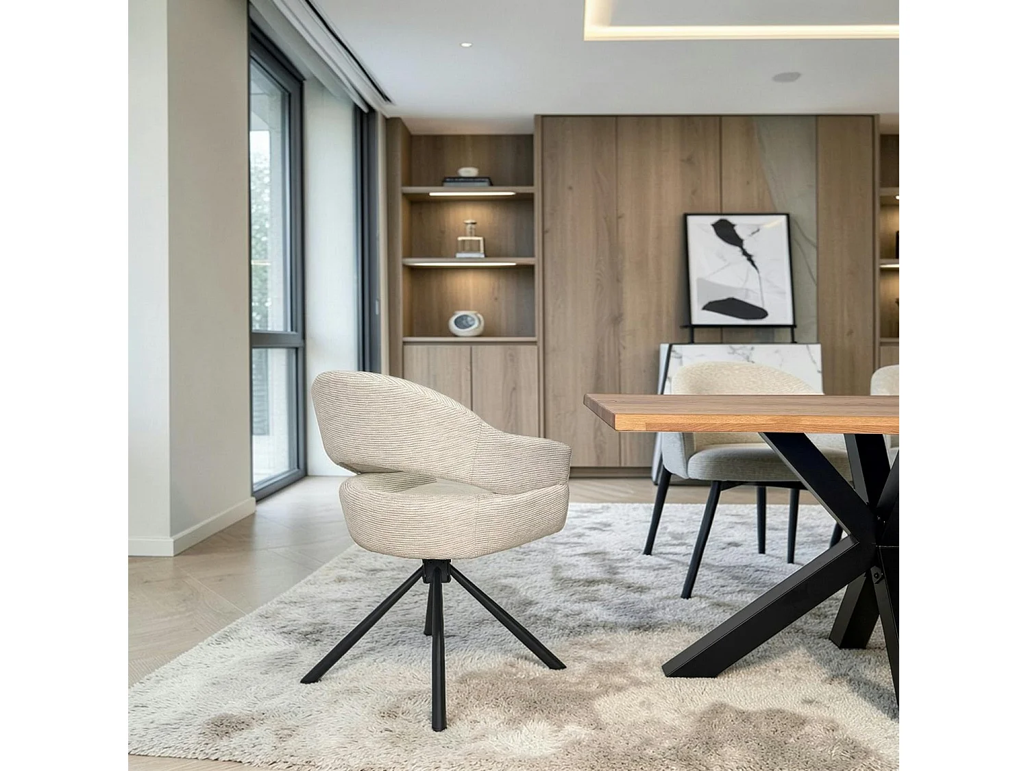 Fauteuil de table pivotant crème à dos ouvert (lot de 2) IENA