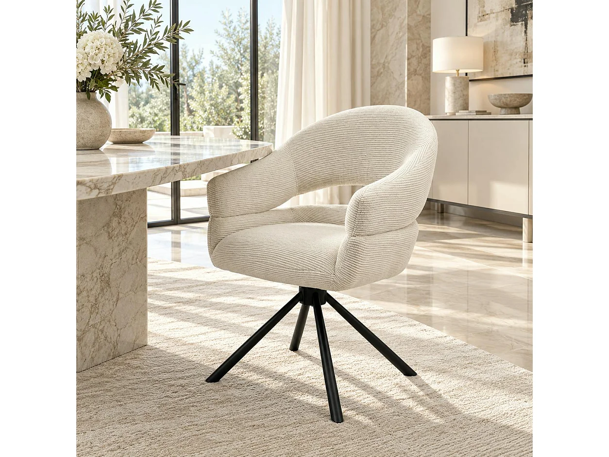 Fauteuil de table pivotant crème à dos ouvert (lot de 2) IENA