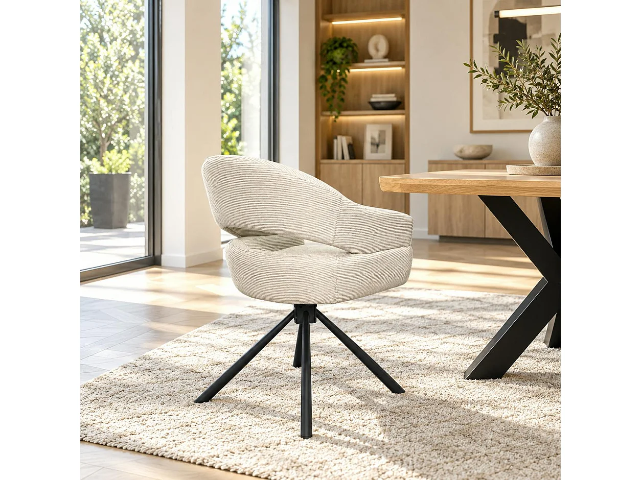 Fauteuil de table pivotant crème à dos ouvert (lot de 2) IENA