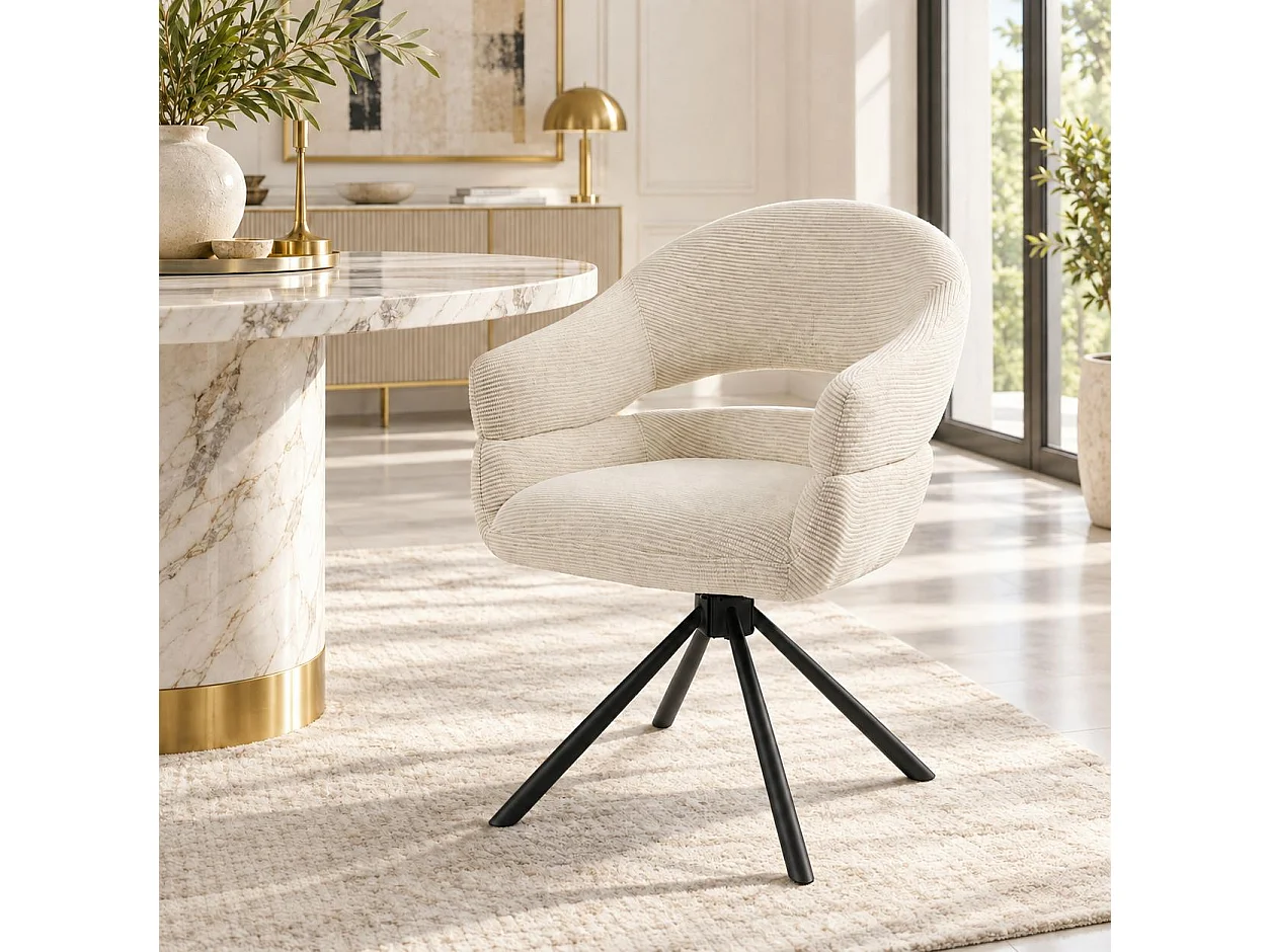 Fauteuil de table pivotant crème à dos ouvert (lot de 2) IENA
