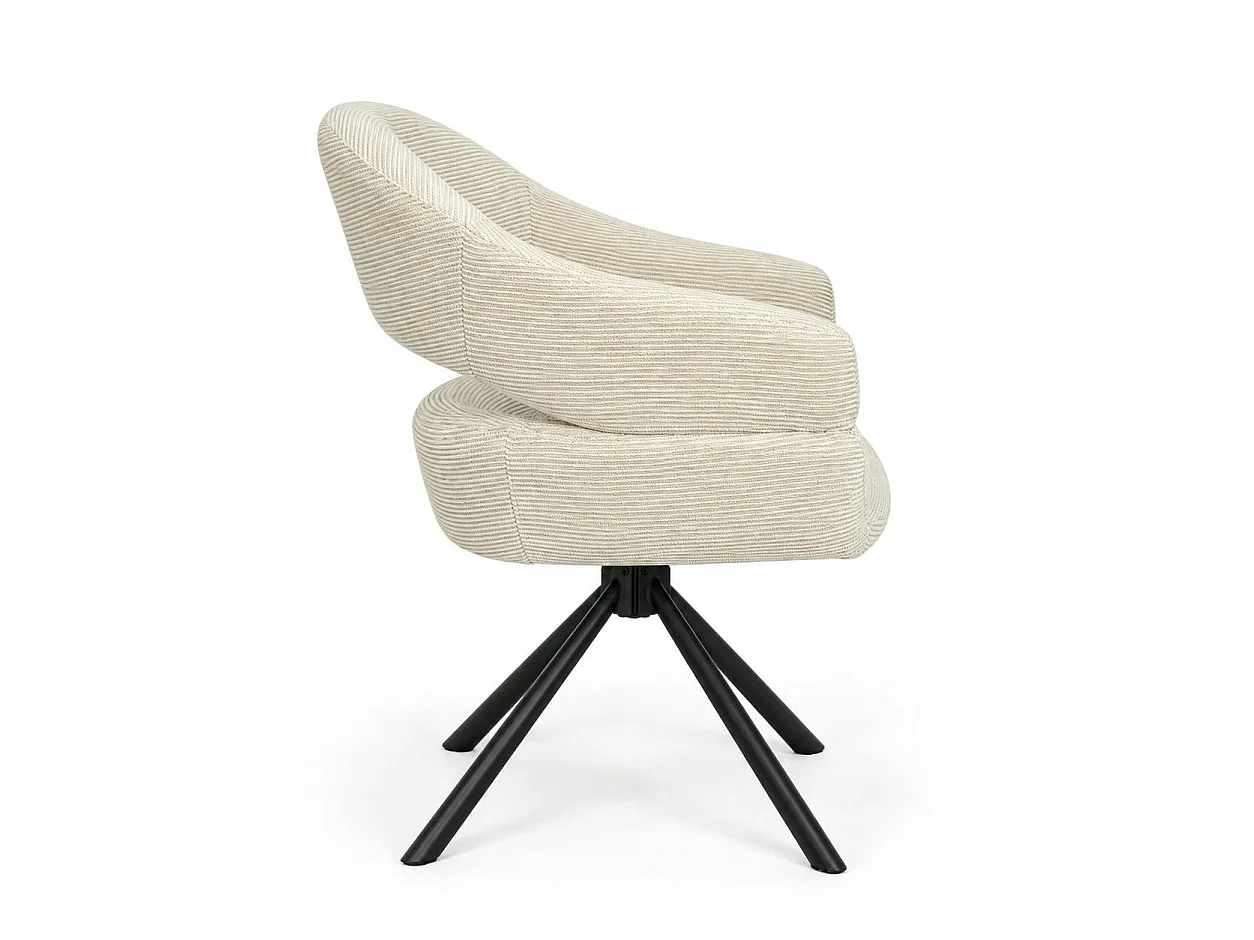 Fauteuil de table pivotant crème à dos ouvert (lot de 2) IENA