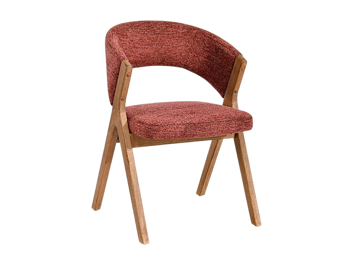 Chaise rouge bois et tissu, forme ronde (lot de 2) AGADE