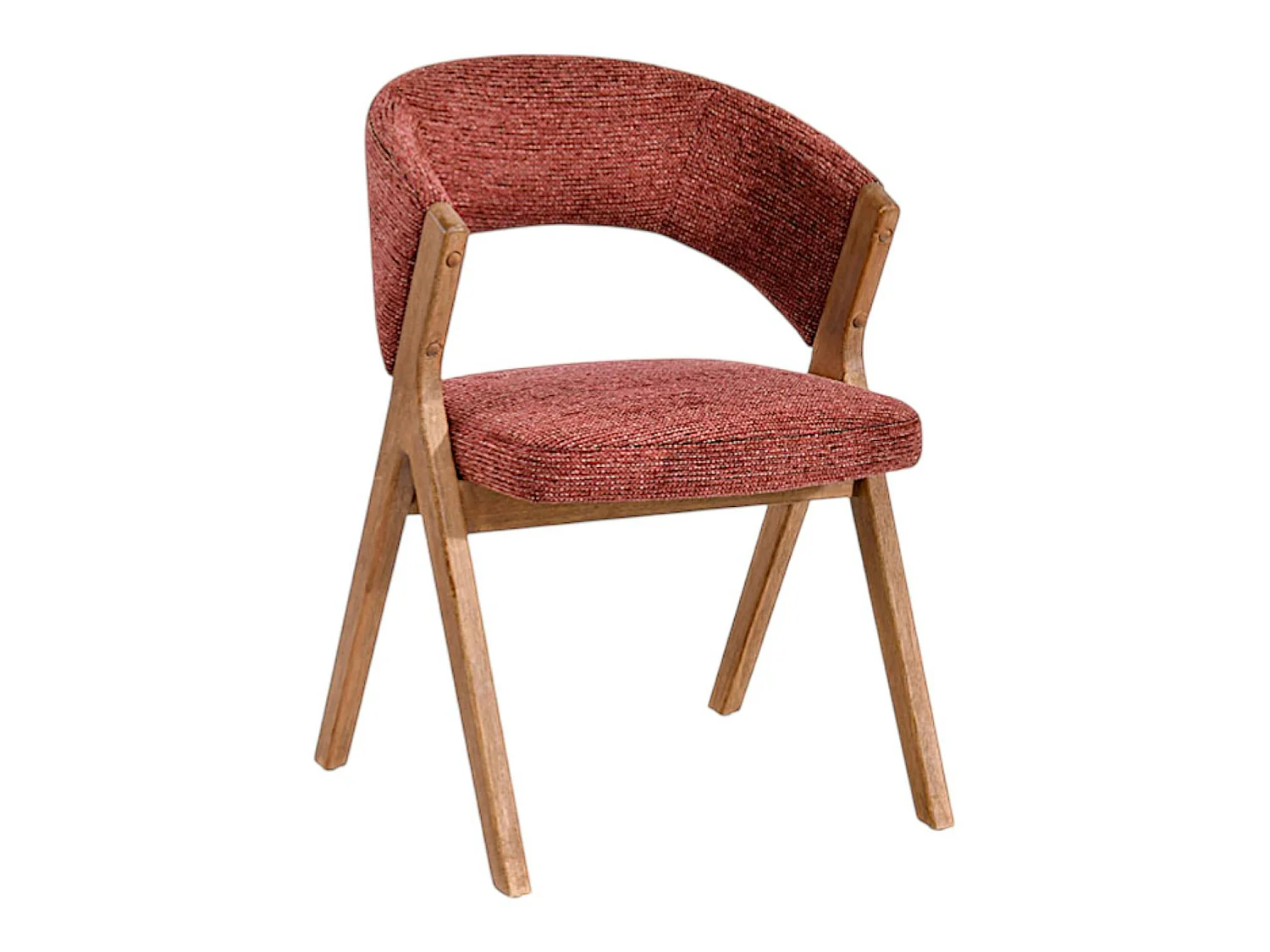 Chaise rouge bois et tissu, forme ronde (lot de 2) AGADE