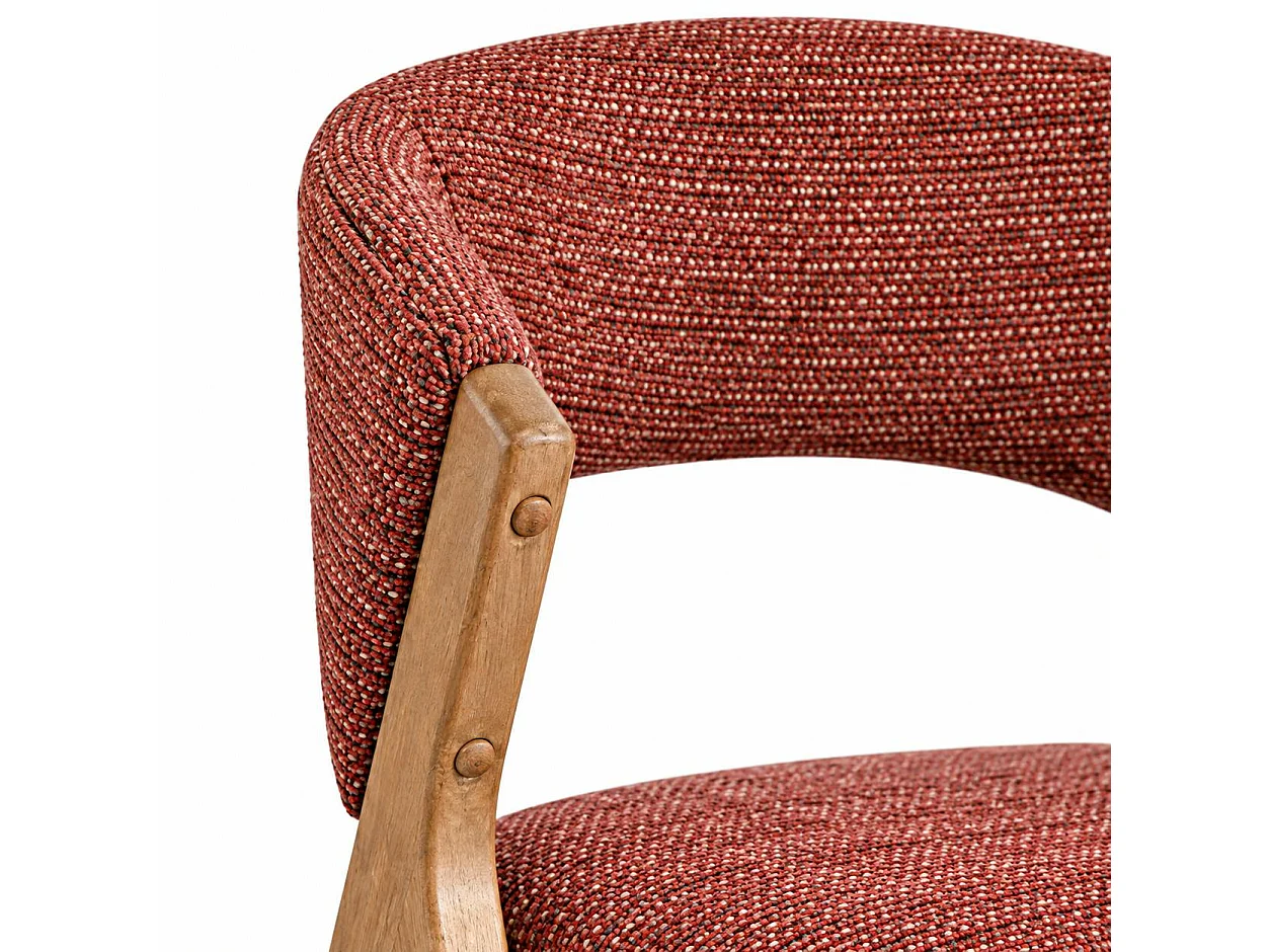Chaise rouge bois et tissu, forme ronde (lot de 2) AGADE