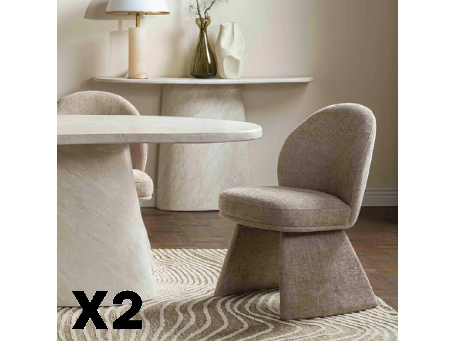Chaise design beige à assise rembourrée (lot de 2) TREVI