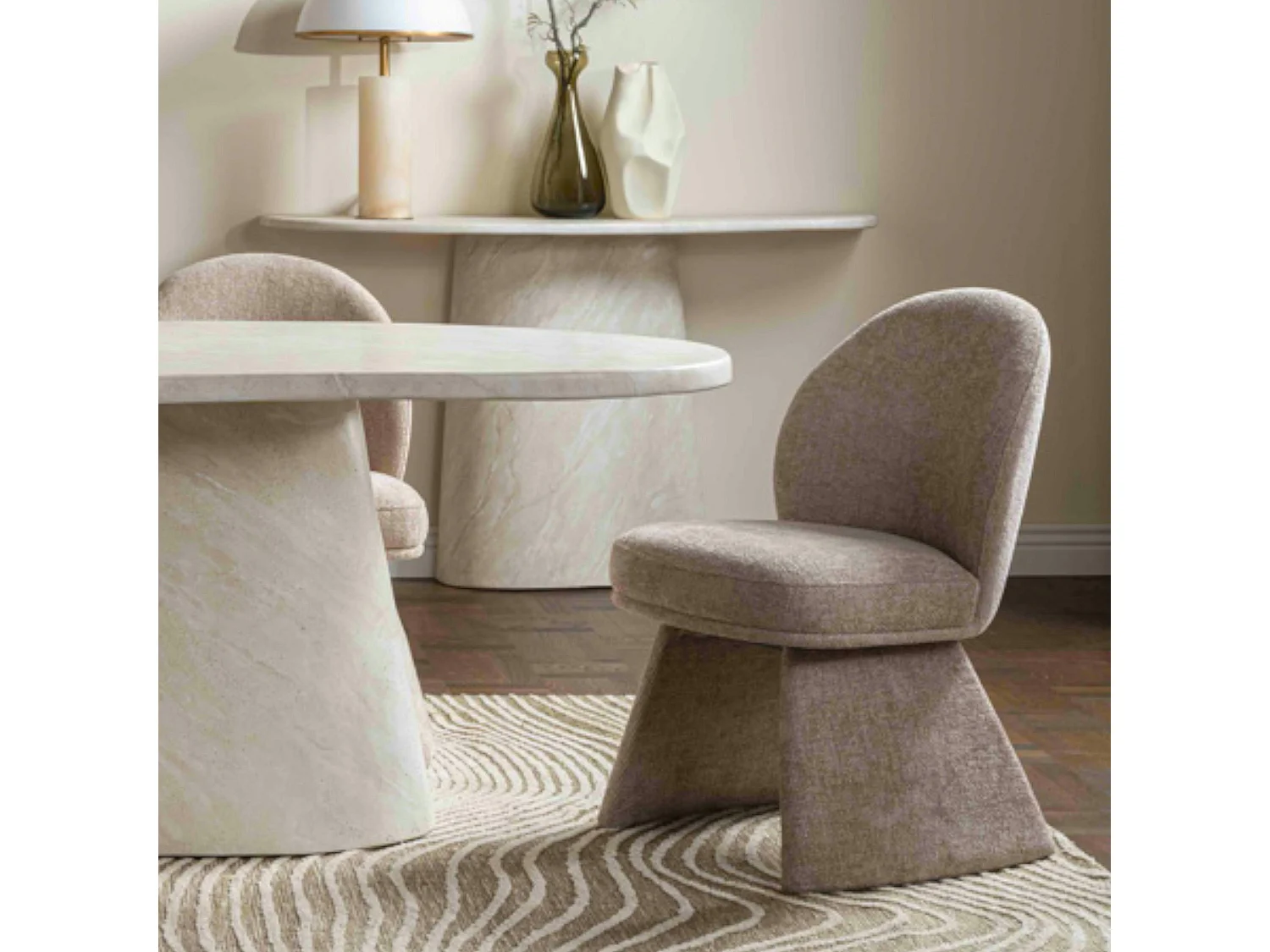 Chaise design beige à assise rembourrée (lot de 2) TREVI
