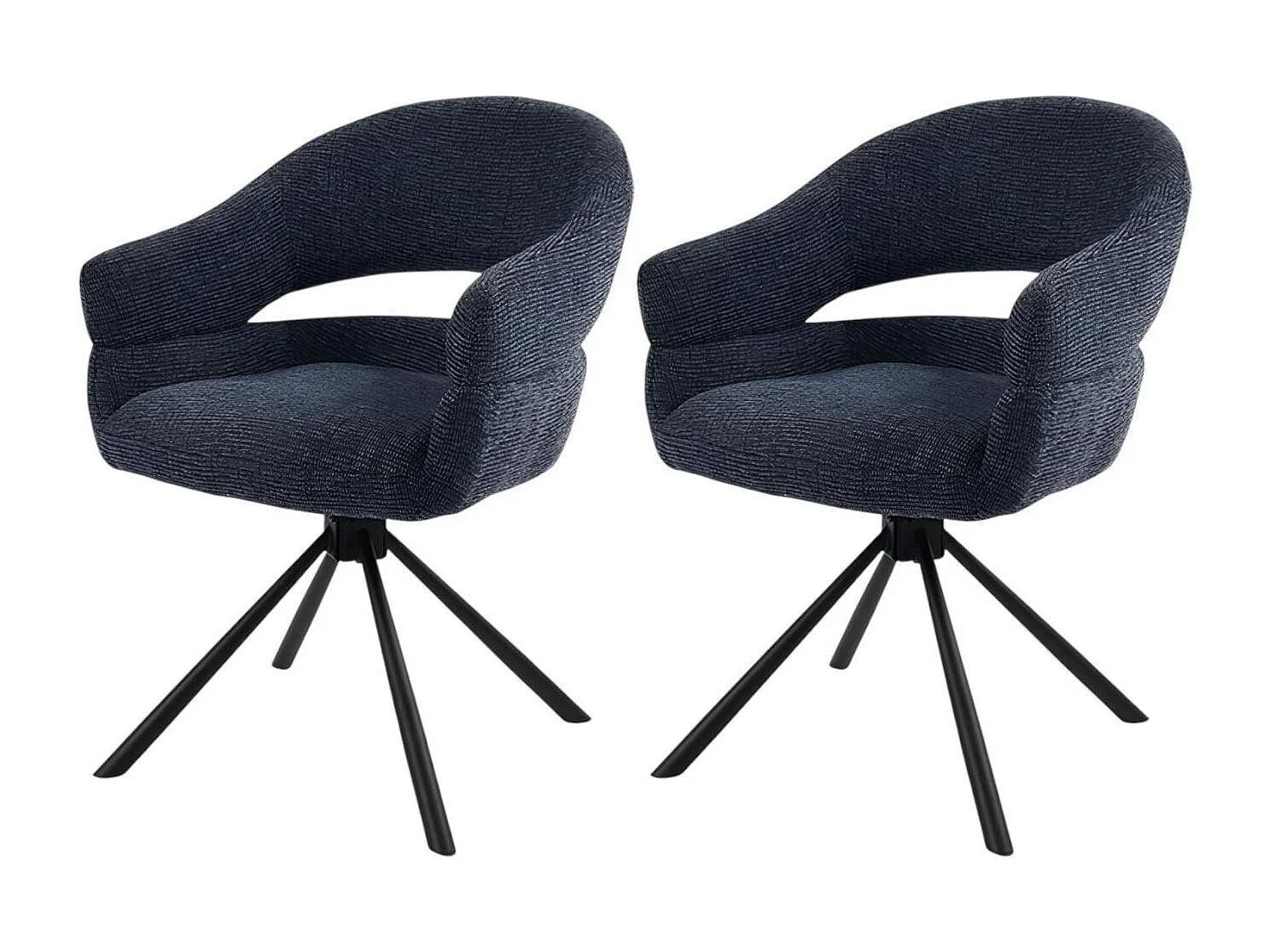Fauteuil de table pivotant bleu à dos ouvert (lot de 2) IENA