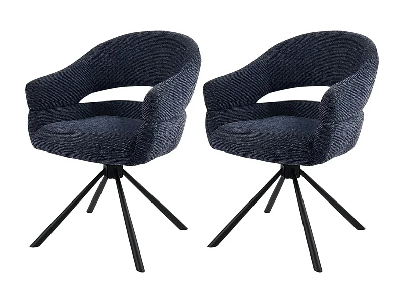Fauteuil de table pivotant bleu à dos ouvert (lot de 2) IENA