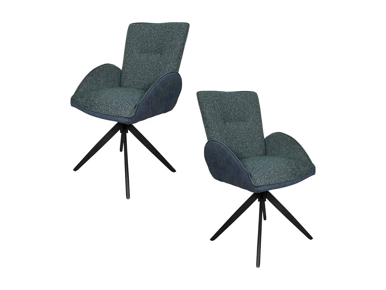 Fauteuil de table pivotant bleu, bi-matière (lot de 2) AGADE