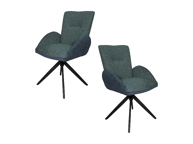 Fauteuil de table pivotant bleu, bi-matière (lot de 2) AGADE