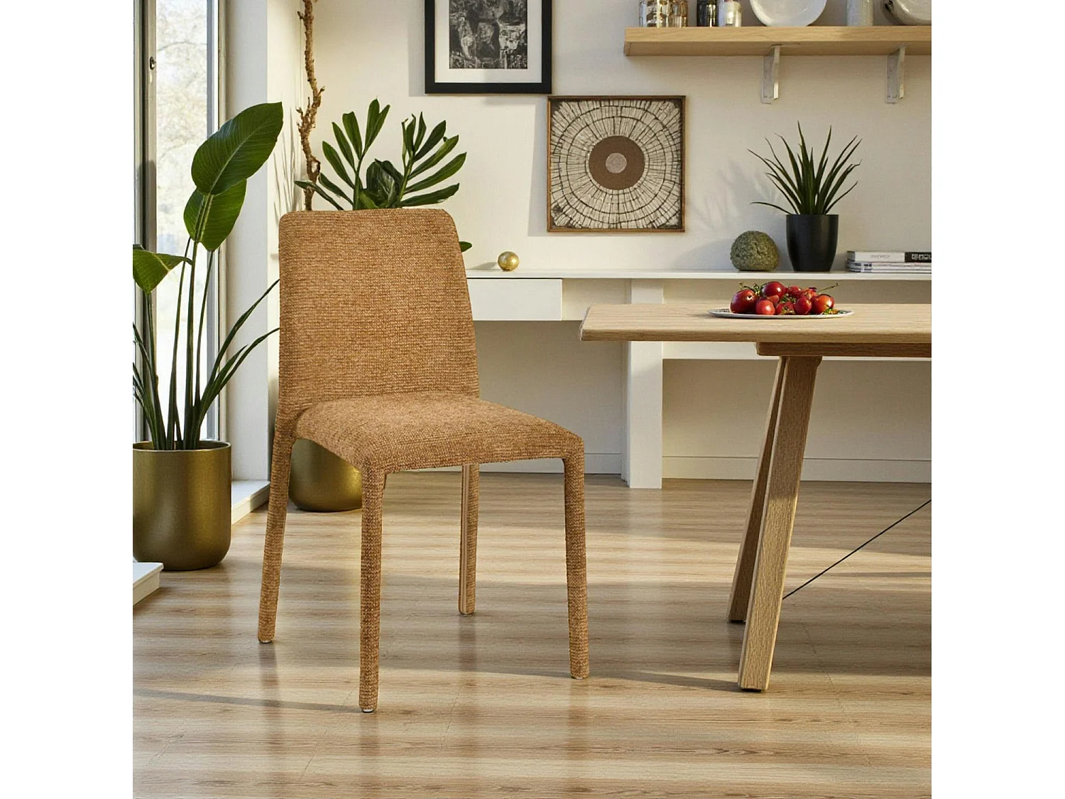 Chaise empilable moutarde en tissu (lot de 2) ESSEN