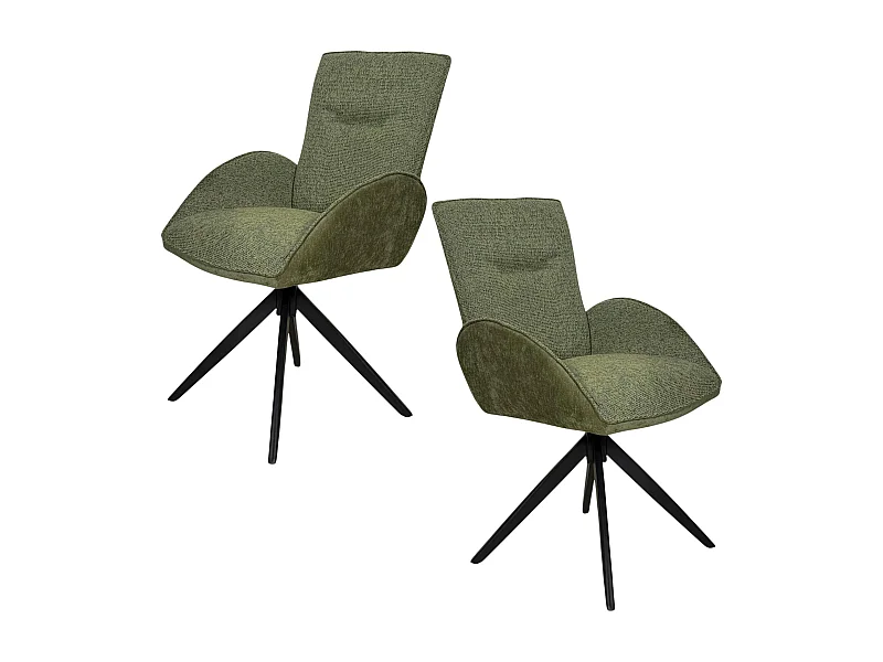 Fauteuil de table pivotant vert, bi-matière (lot de 2) AGADE