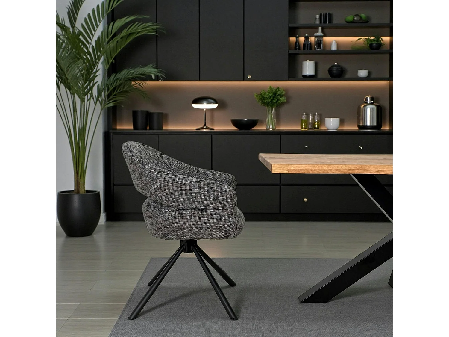 Fauteuil de table pivotant gris  à dos ouvert (lot de 2) IENA