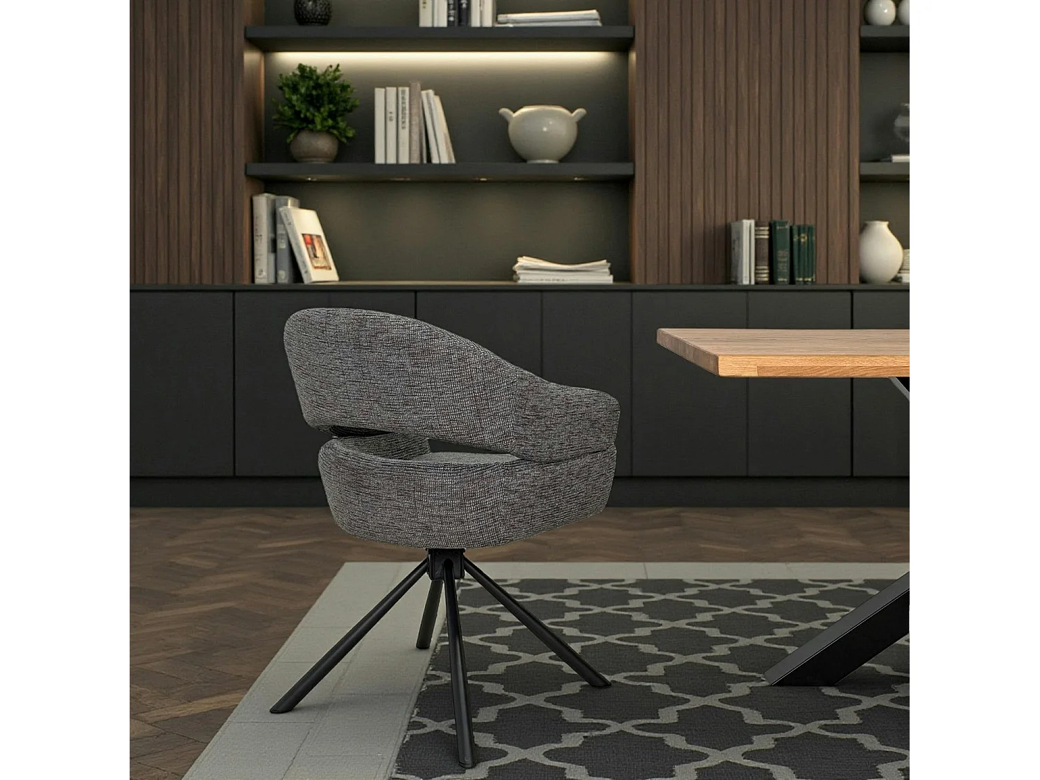 Fauteuil de table pivotant gris  à dos ouvert (lot de 2) IENA