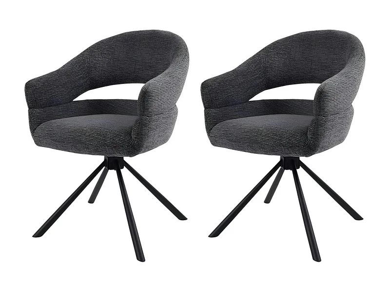 Fauteuil de table pivotant gris  à dos ouvert (lot de 2) IENA