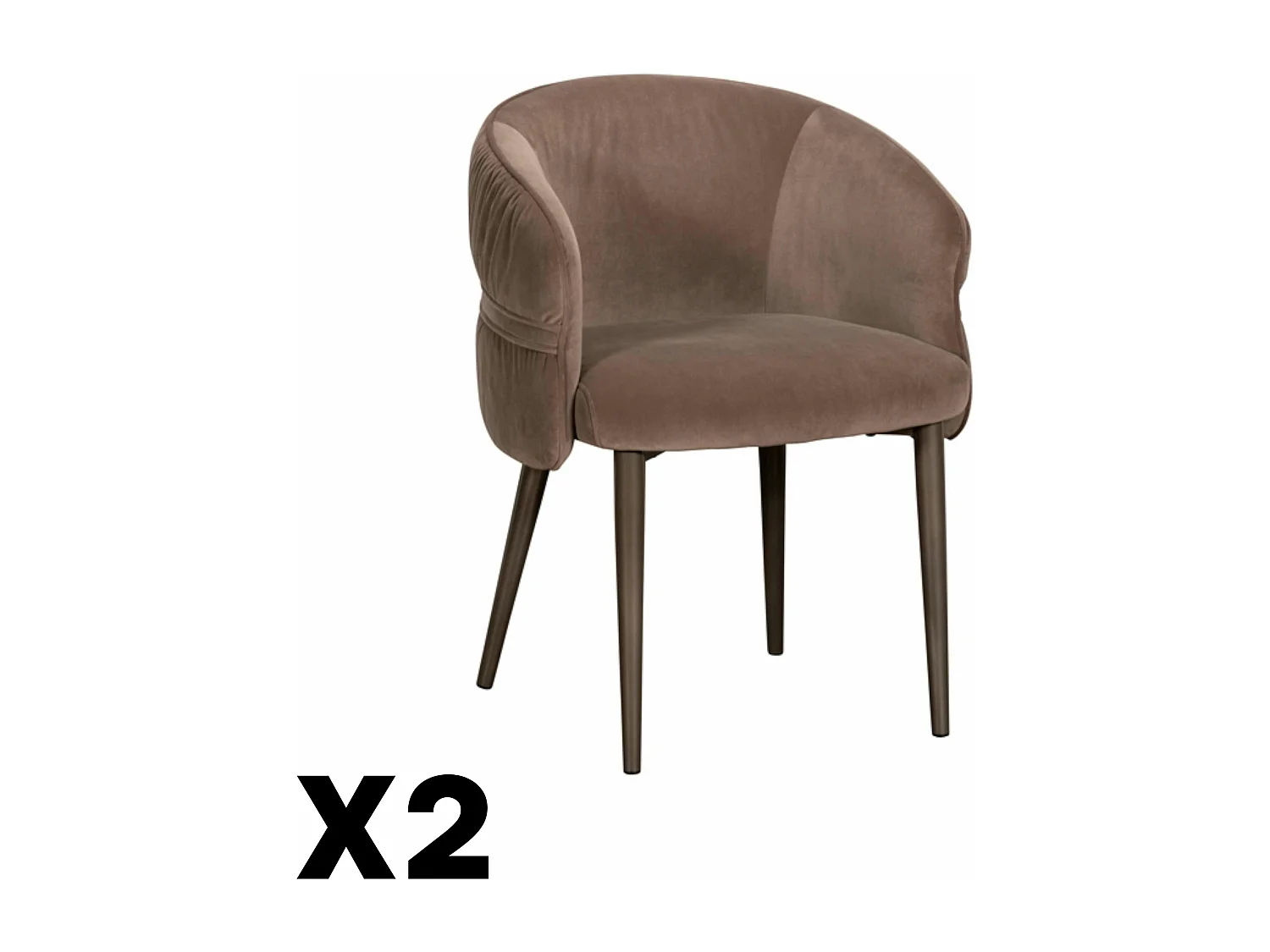 Fauteuil de table taupe dos rond avec galon (lot de 2) TREVI