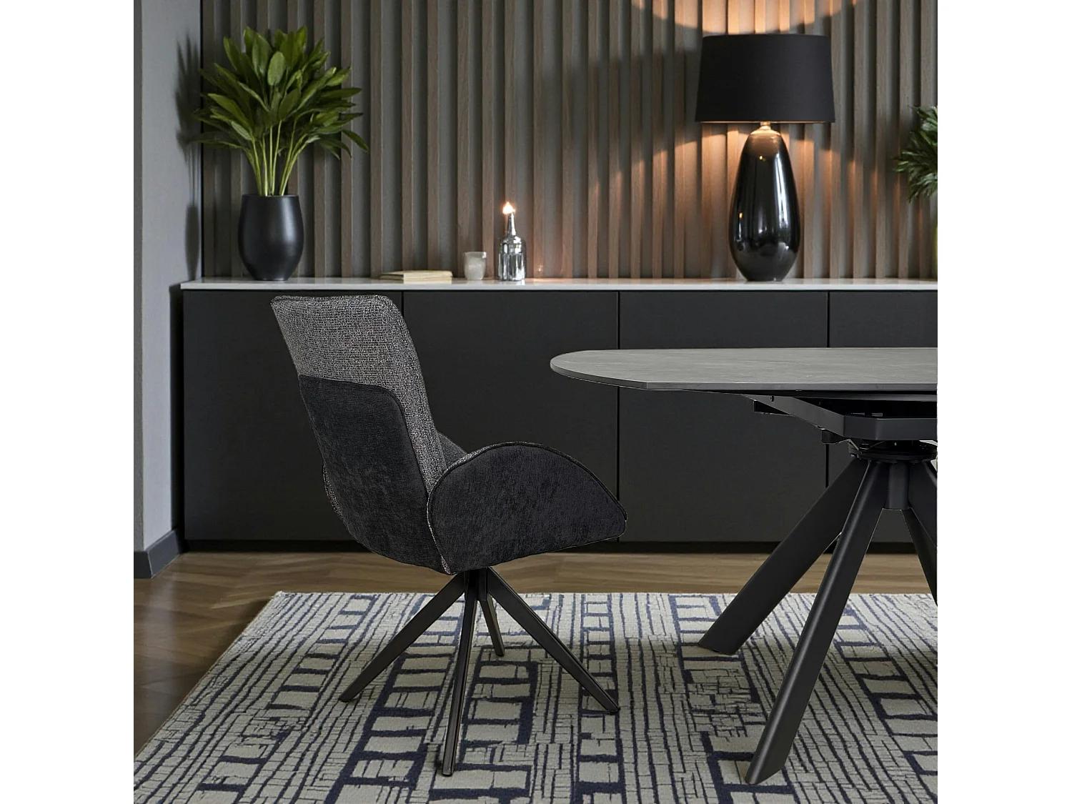 Fauteuil de table pivotant anthracite, bi-matière (lot de 2) AGADE