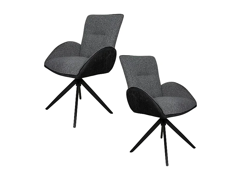Fauteuil de table pivotant anthracite, bi-matière (lot de 2) AGADE