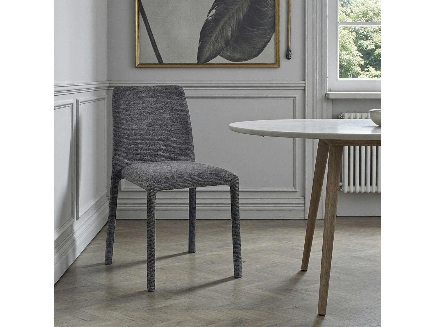 Chaise empilable grise en tissu (lot de 2) ESSEN