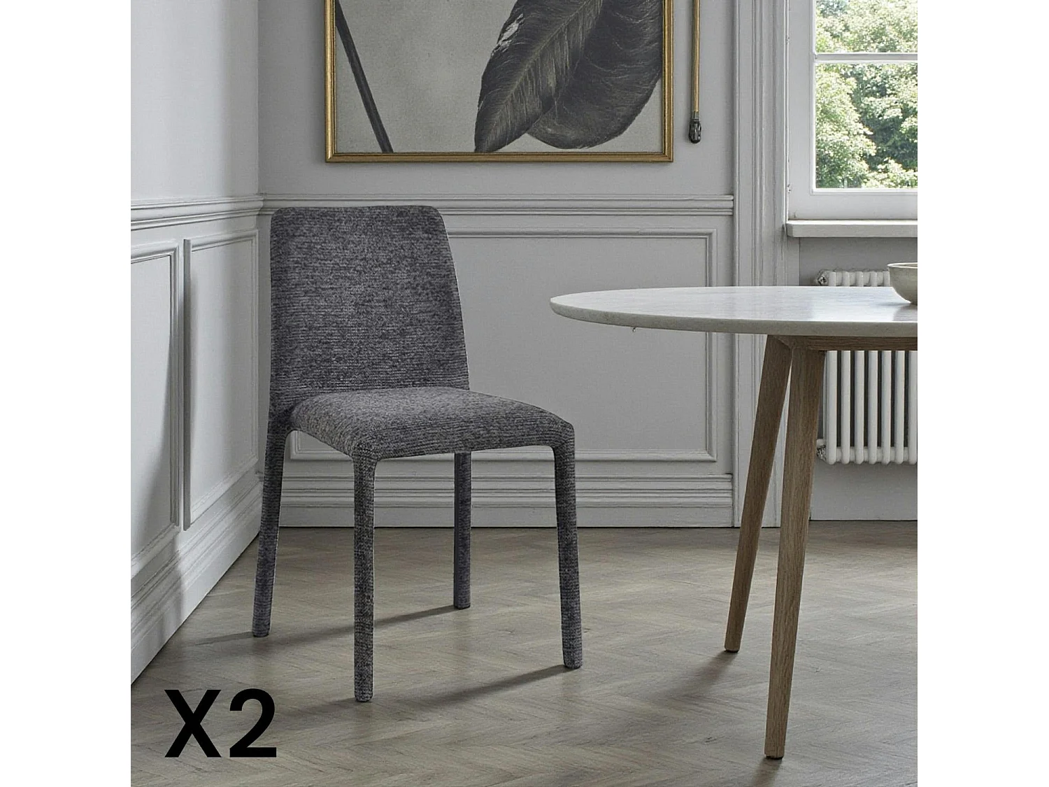 Chaise empilable grise en tissu (lot de 2) ESSEN