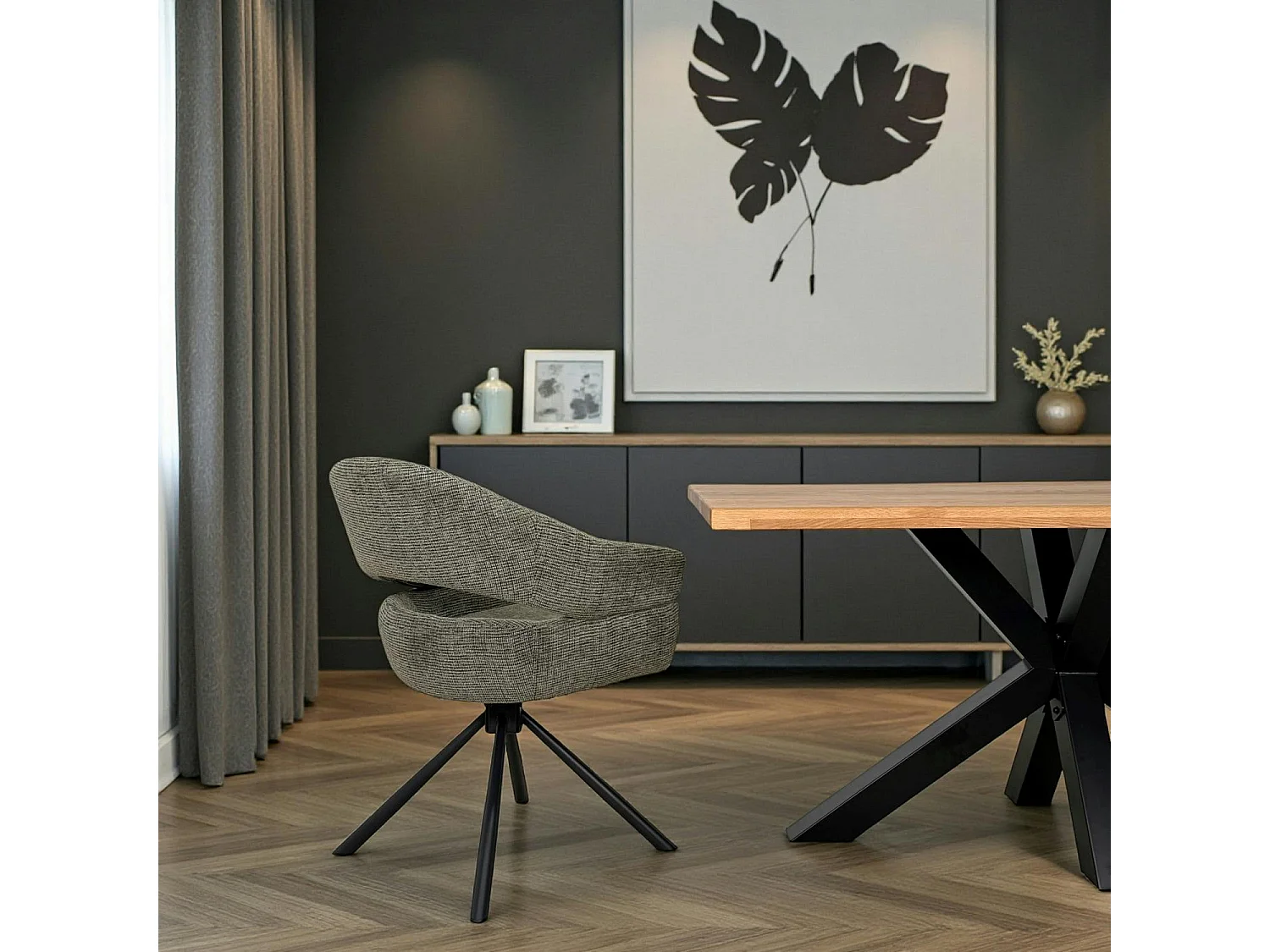 Fauteuil de table pivotant vert à dos ouvert (lot de 2) IENA