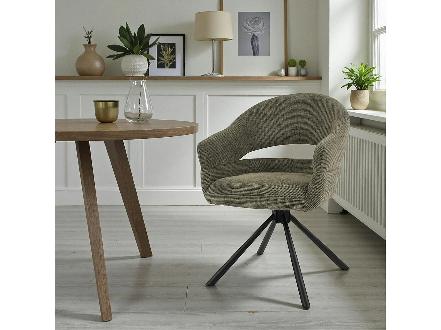 Fauteuil de table pivotant vert à dos ouvert (lot de 2) IENA