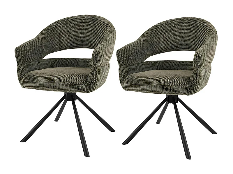 Fauteuil de table pivotant vert à dos ouvert (lot de 2) IENA