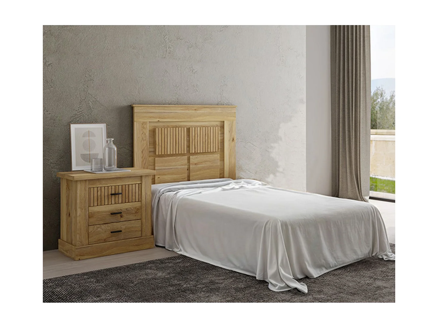 Meyvaser - Cabezal para Cama Juvenil con patas, Color Mauvella Rayas, Medidas: 110 cm (Ancho) x 119,3 cm (Alto) x 3,8 cm (Fondo).