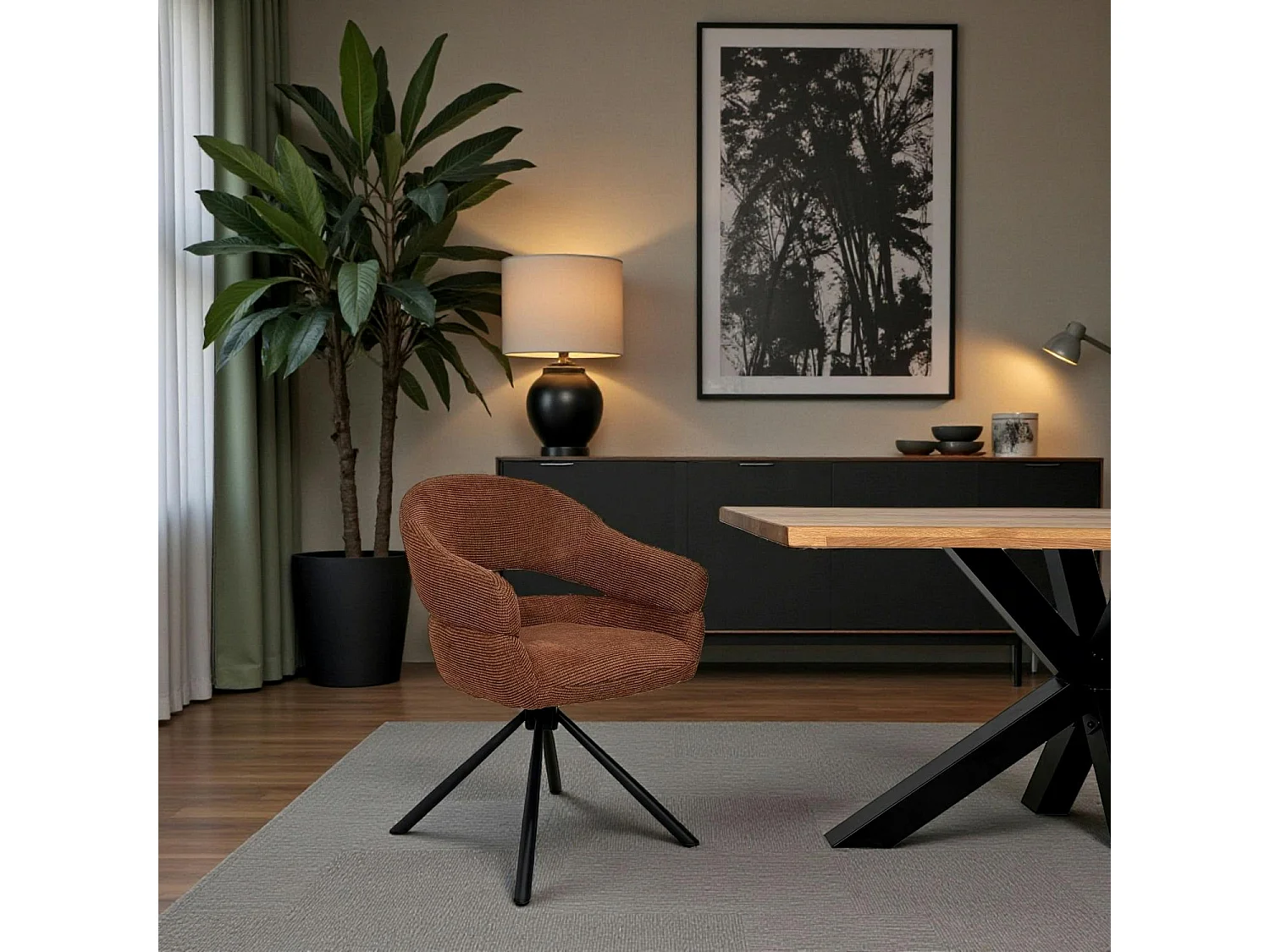 Fauteuil de table pivotant terracotta à dos ouvert (lot de 2) IENA