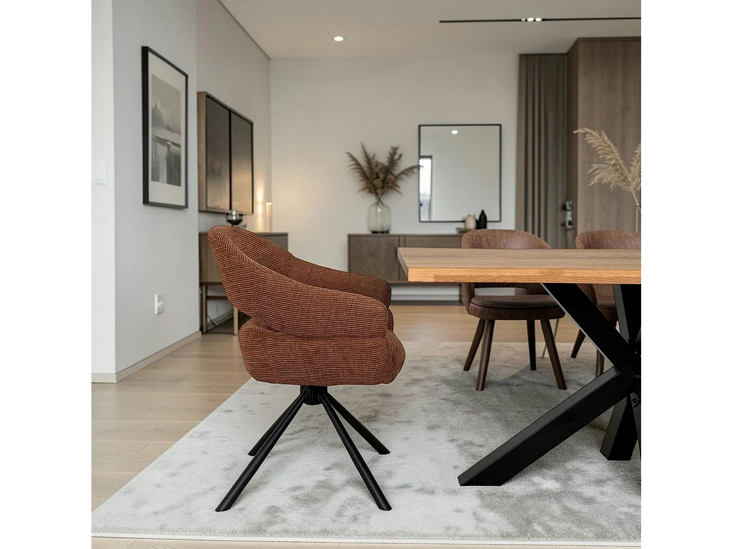 Fauteuil de table pivotant terracotta à dos ouvert (lot de 2) IENA