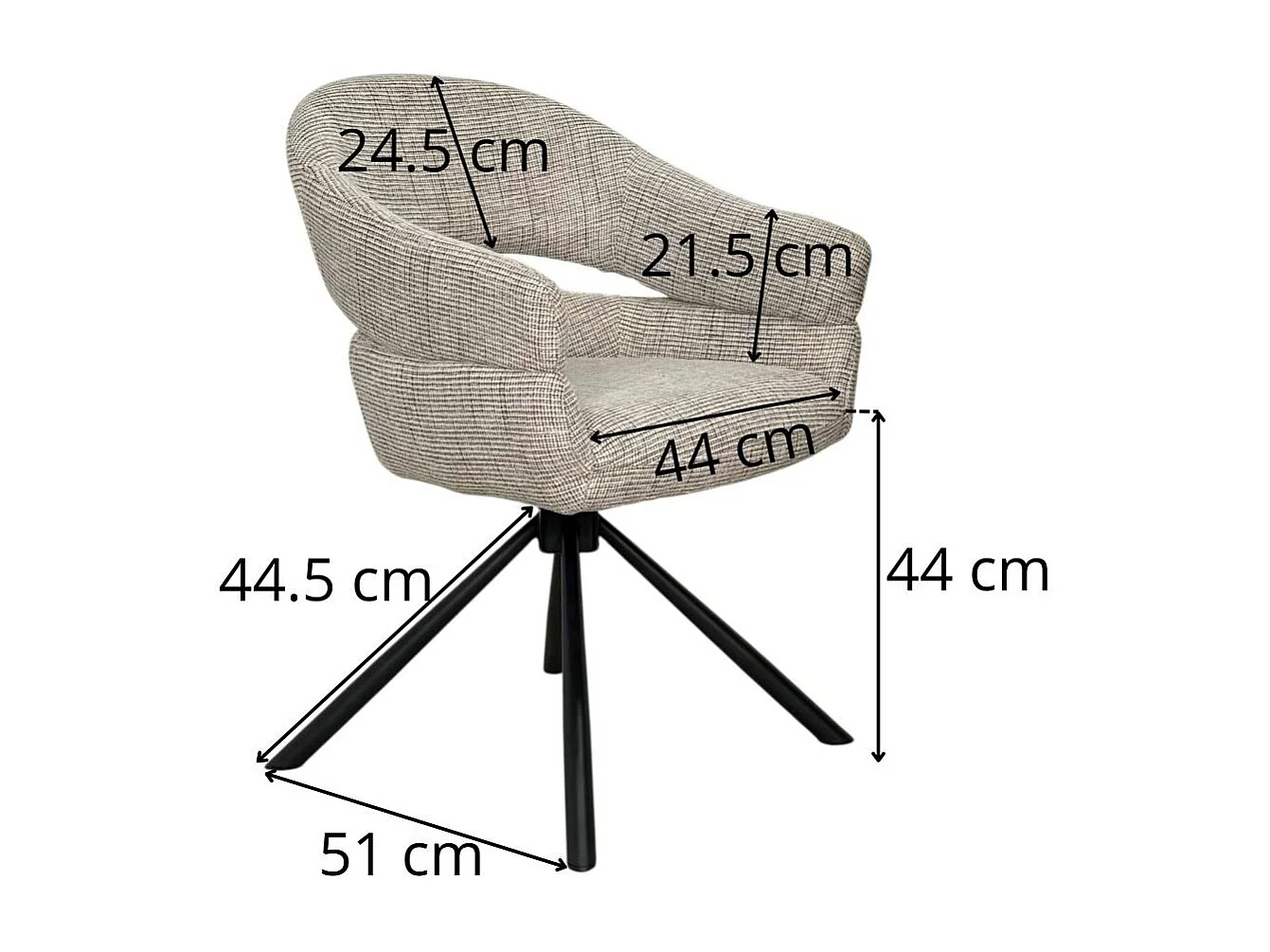 Fauteuil de table pivotant terracotta à dos ouvert (lot de 2) IENA